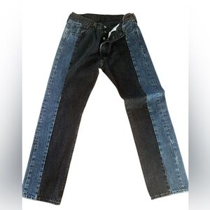 Levi’s 501 90’s 2 Tone Jeans 32x30 Black Blue Denim Y2K Button Fly